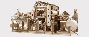 первая ротационная машина Koenig & Bauer поставленная в 1876 году в "Magdeburger Zeitung"